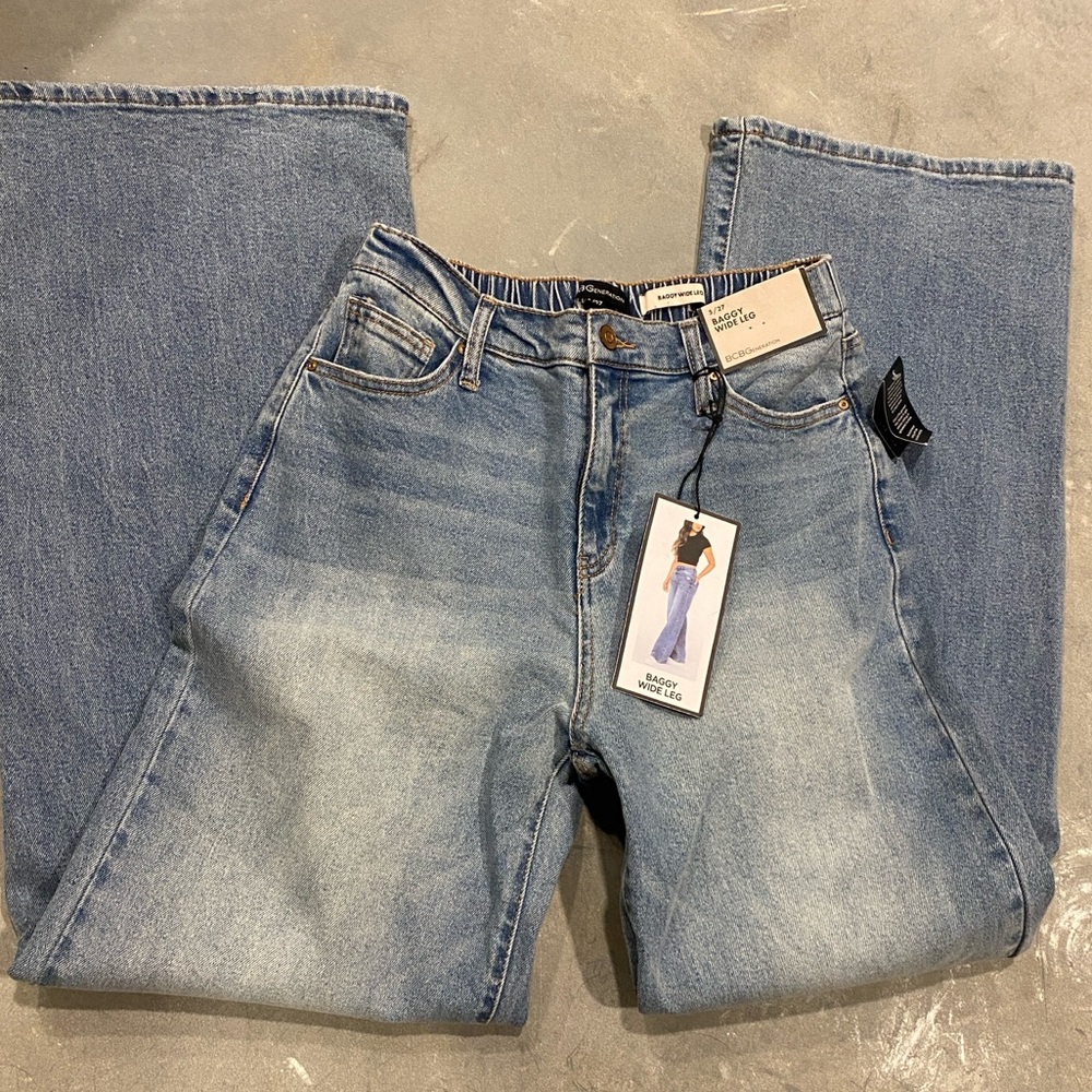BCBG Baggy Wide Leg Denim Jeans